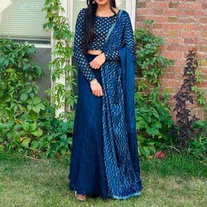 Elegant Blue Embroidered Lehenga